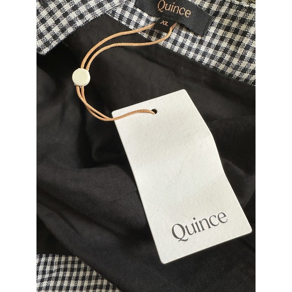 NWT Quince 100% European Linen Fitted Tank Classic Mini Gingham Women's Size XL - Picture 7 of 13